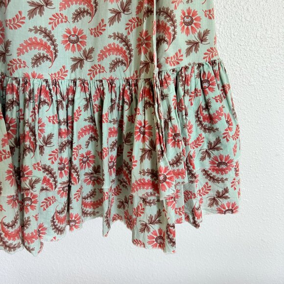 Machka Dress 38 US 8 Floral Babydoll Midi Spaghetti Strap Ruffle Hem Boho - Picture 3 of 12